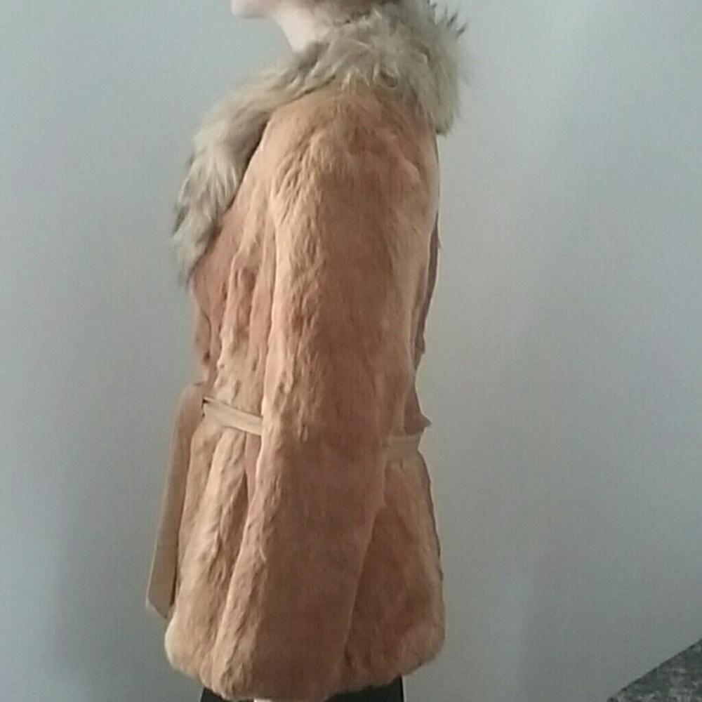 Genuine Rabbit fur fox collar coat - Picture 5 of 8